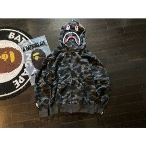 BAPE Grid Camo Shark Full Zip Hoodie Black, Authentic new in bag -- Size Med